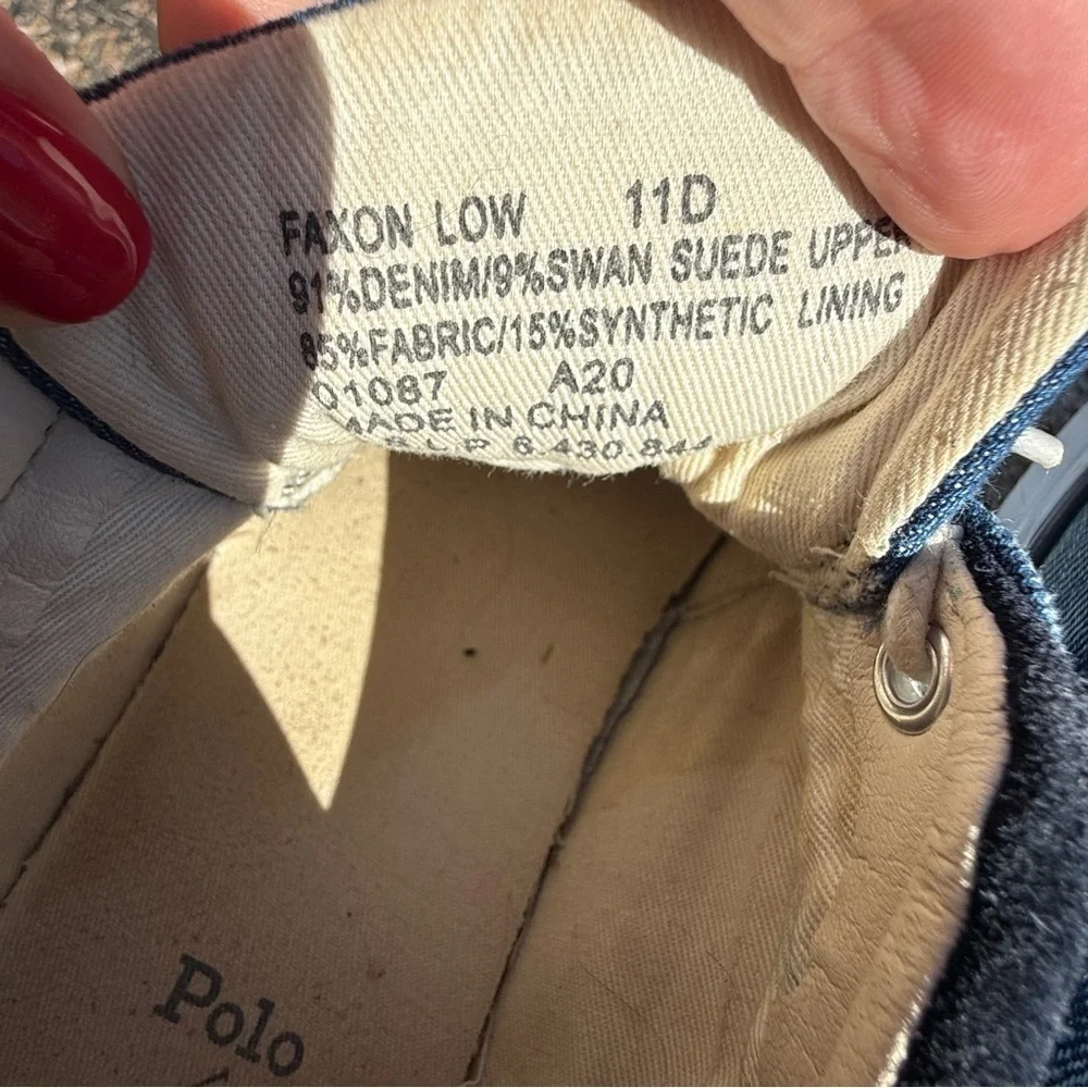 POLO RALPH LAUREN Men's Blue Faxon Classic Low-Top Denim Sneakers Chambray 11 D